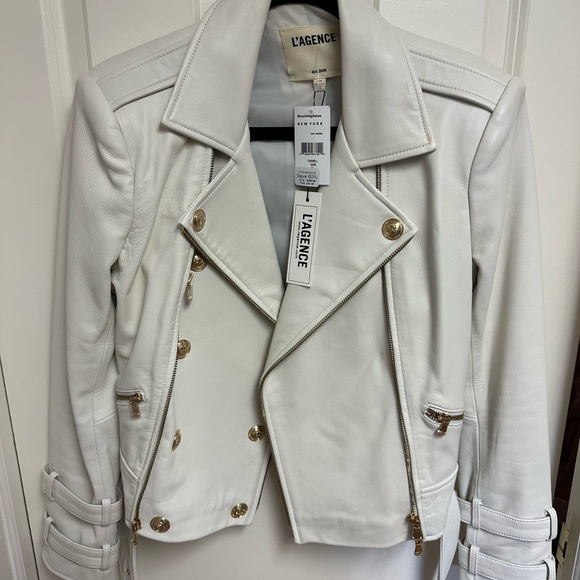 L'Agence Billie Belted Leather Jacket Size Medium - Picture 6 of 11